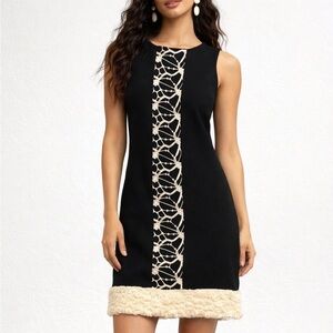 60s-Inspired Mod Shift Dress with Faux Fur Hem – NWT